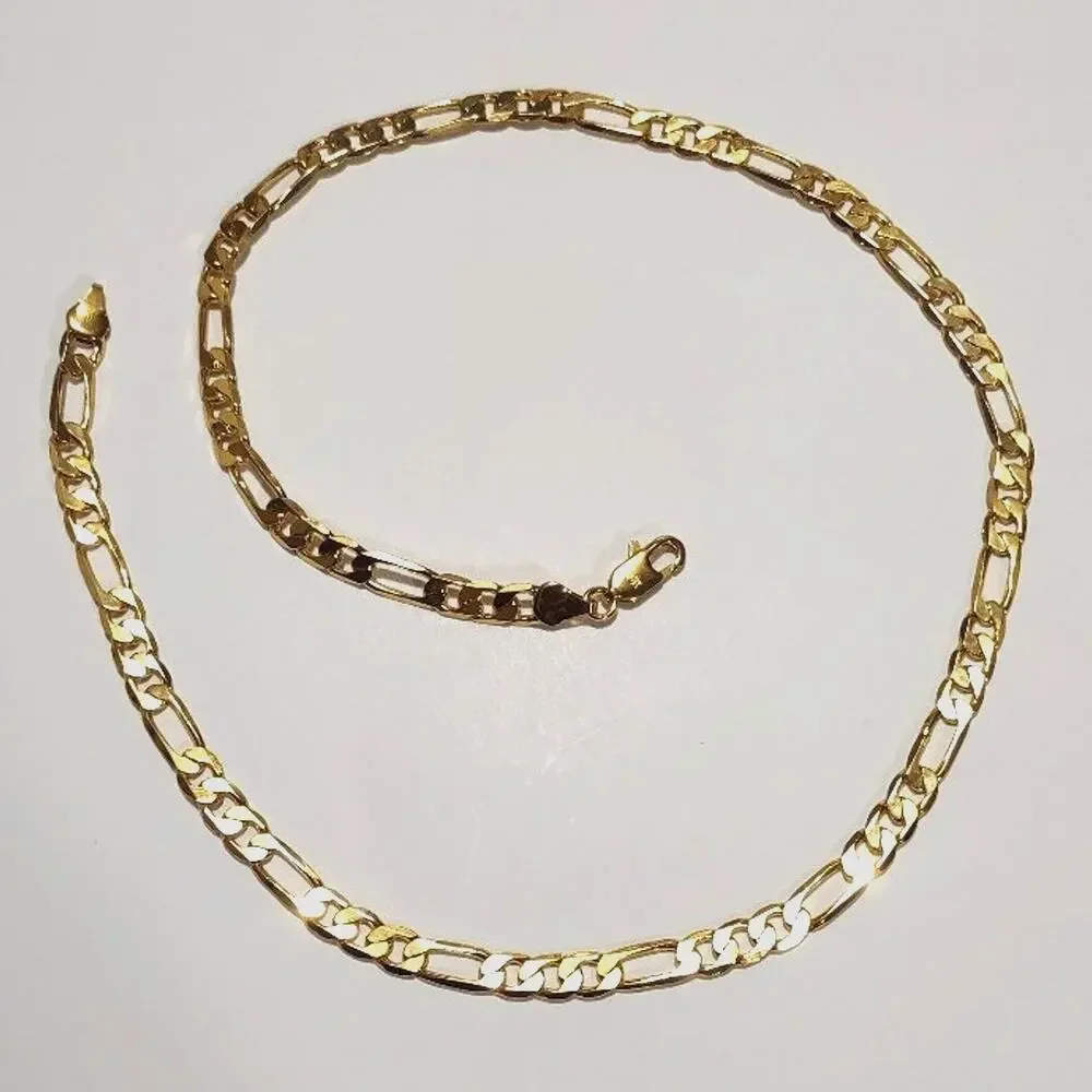 18k Gold Plated Figaro Style Chain Necklace Christmas Birthday jewelry gift New!